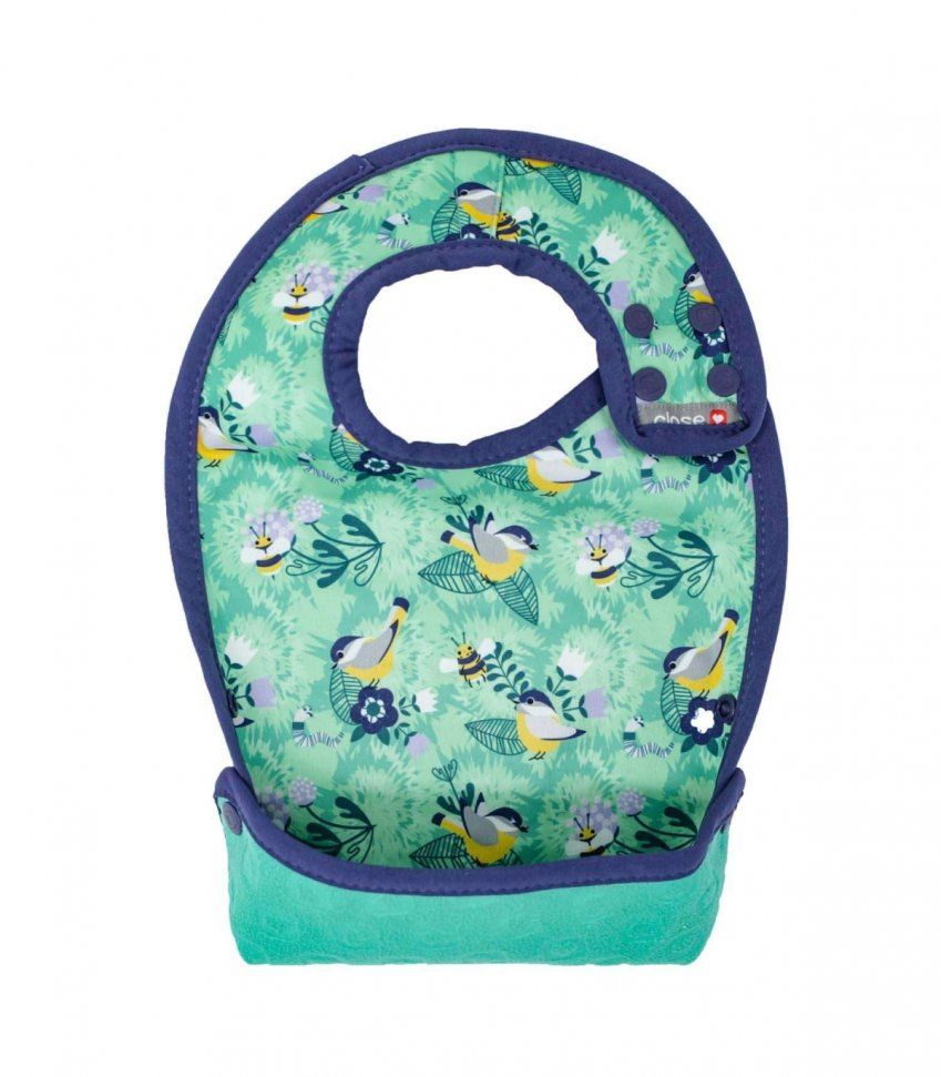 Babero con bolsillo reversible Around the garden, talla +6m CLOSE PARENTS