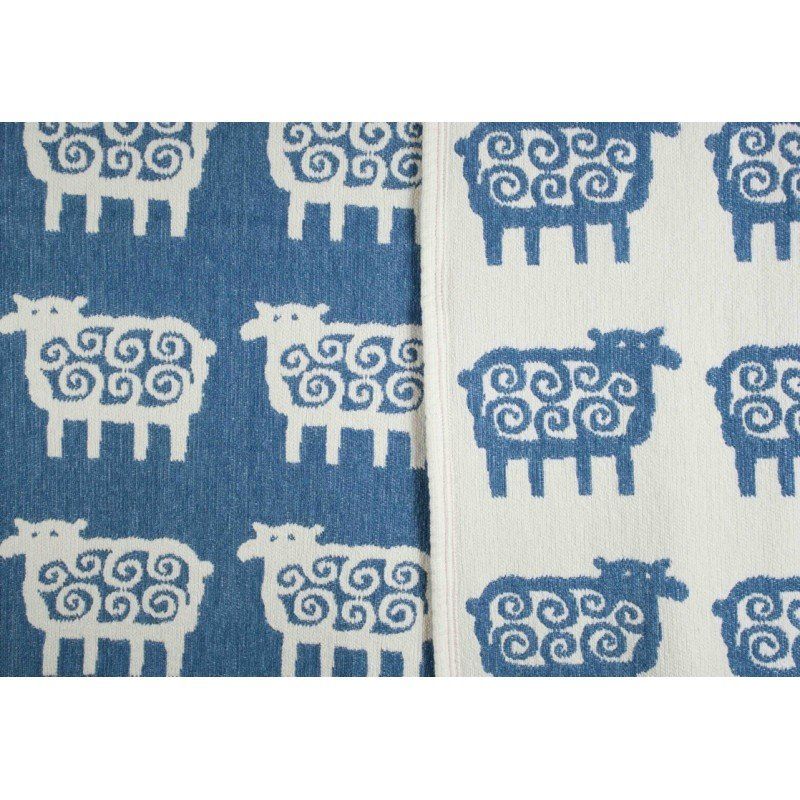 Manta Algodón Chenille Orgánico Sheep Blue 90x140 KLIPPAN (Clonado)