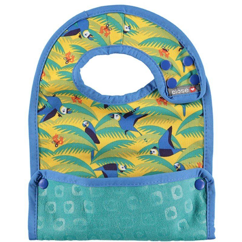 Babero con bolsillo reversible loros (Parrots) talla +6m POP IN