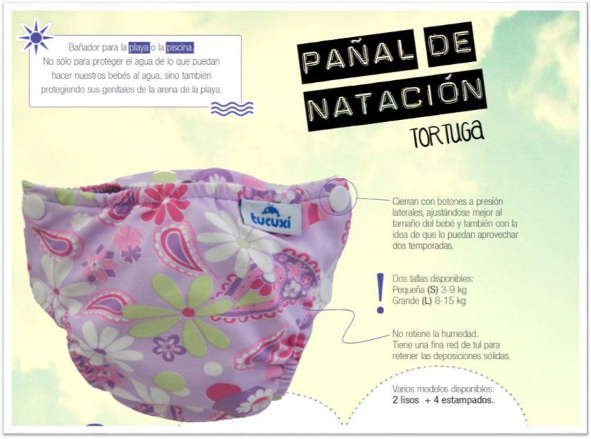 Pañal de natación TORTUGA Fucsia multitalla (8 15kg) TUCUXI